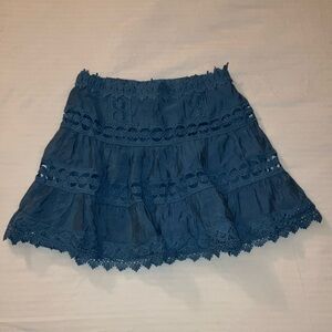 NWT Elan XS Blue Mini Skirt Tiered Ruffled Casual
